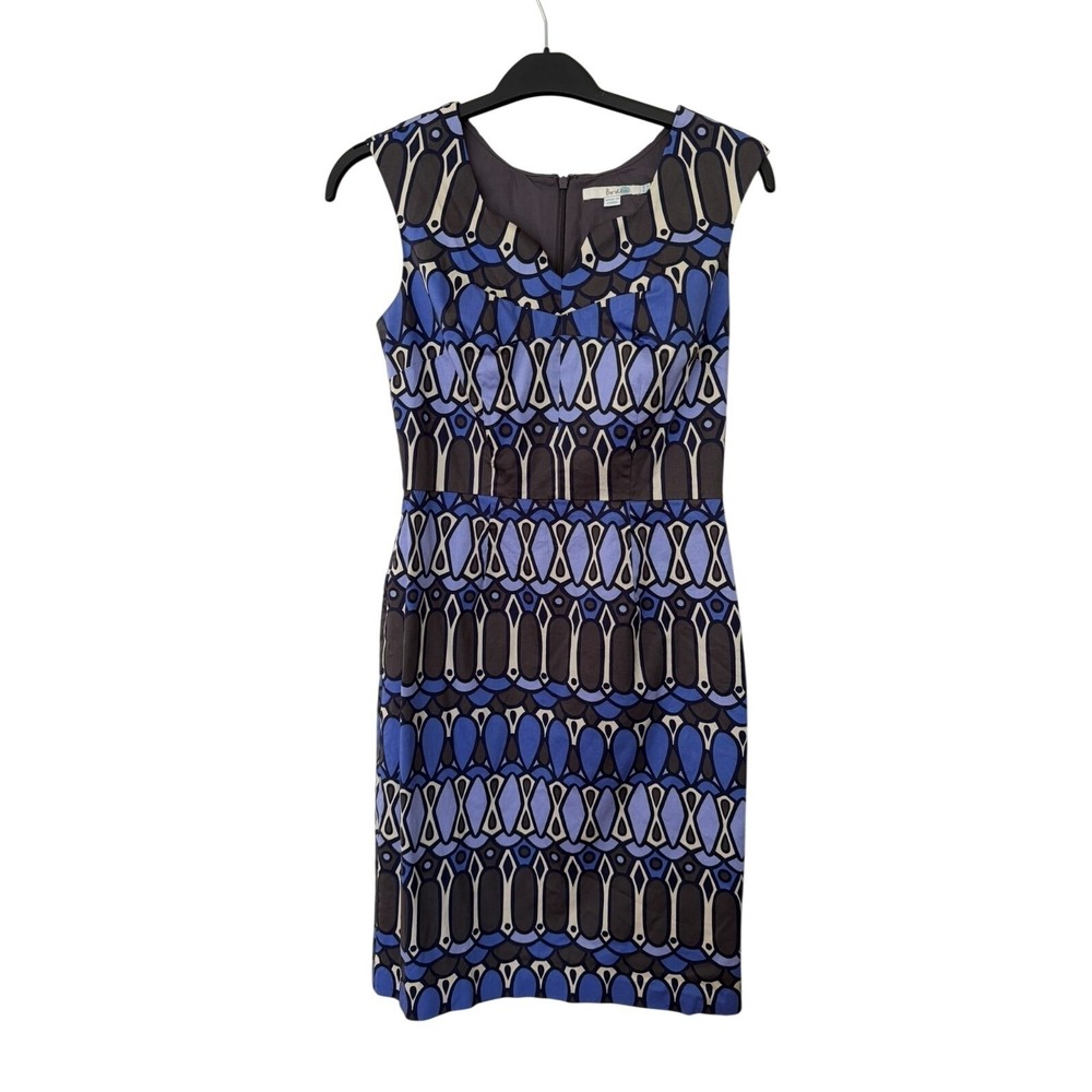 Boden Newbury Sheath Dress Purple and Grey Geometric V Neck Lined Size 6US Reg
